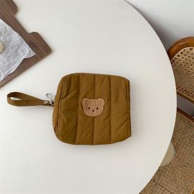 Bear Baby Stroller Storage Cloth Hanging Diaper Feeding Bottle Handbag Bedside Storage Cloth Bag (Option: Brown Bear-20x23x6)