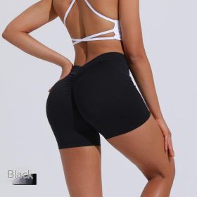 Women's Nylon Tight Shorts Training Sports Running (Option: Black-M)