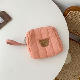 Bear Baby Stroller Storage Cloth Hanging Diaper Feeding Bottle Handbag Bedside Storage Cloth Bag (Option: Orange Pink Bear-20x23x6)