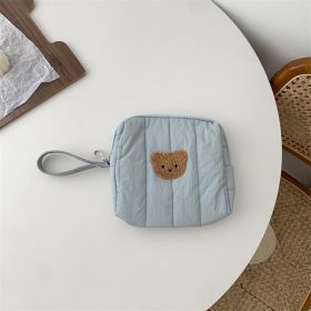 Bear Baby Stroller Storage Cloth Hanging Diaper Feeding Bottle Handbag Bedside Storage Cloth Bag (Option: Sky Blue Bear-20x23x6)