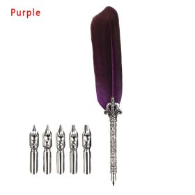 Paper Card Feather Pen Water Pen Nib (Option: Purple-0.5mm)