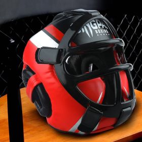 Free Combat Protective Gear Motorcycle Helmet Gogglesoutdoor Riding Removable Mask Boxing Helmet Cover (Option: Fully Enclosed Red-L)