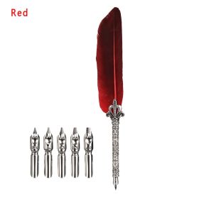 Paper Card Feather Pen Water Pen Nib (Option: Red-0.5mm)