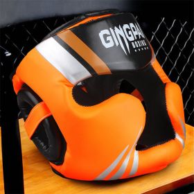 Free Combat Protective Gear Motorcycle Helmet Gogglesoutdoor Riding Removable Mask Boxing Helmet Cover (Option: Professional Orange-L)