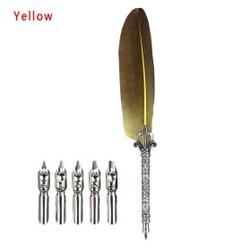 Paper Card Feather Pen Water Pen Nib (Option: Yellow-0.5mm)