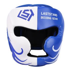 Free Combat Protective Gear Motorcycle Helmet Gogglesoutdoor Riding Removable Mask Boxing Helmet Cover (Option: Training Thickened Blue-L)