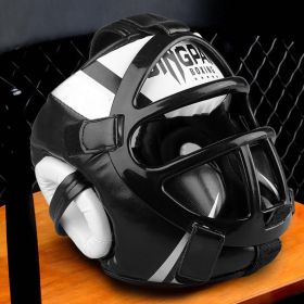 Free Combat Protective Gear Motorcycle Helmet Gogglesoutdoor Riding Removable Mask Boxing Helmet Cover (Option: Fully Enclosed Black-L)