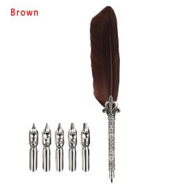 Paper Card Feather Pen Water Pen Nib (Option: Brown-0.5mm)