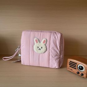 Bear Baby Stroller Storage Cloth Hanging Diaper Feeding Bottle Handbag Bedside Storage Cloth Bag (Option: Pink Purple Bunny-20x23x6)