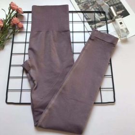 Womens High Waist Fitness Pants Suit For Abdomen And Buttocks (Option: Taro purple pants-M)