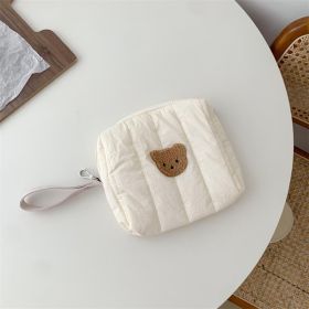 Bear Baby Stroller Storage Cloth Hanging Diaper Feeding Bottle Handbag Bedside Storage Cloth Bag (Option: White Bear-20x23x6)
