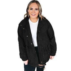 Plus Size Women's Jacket Coat Loose (Option: Black-5XL)